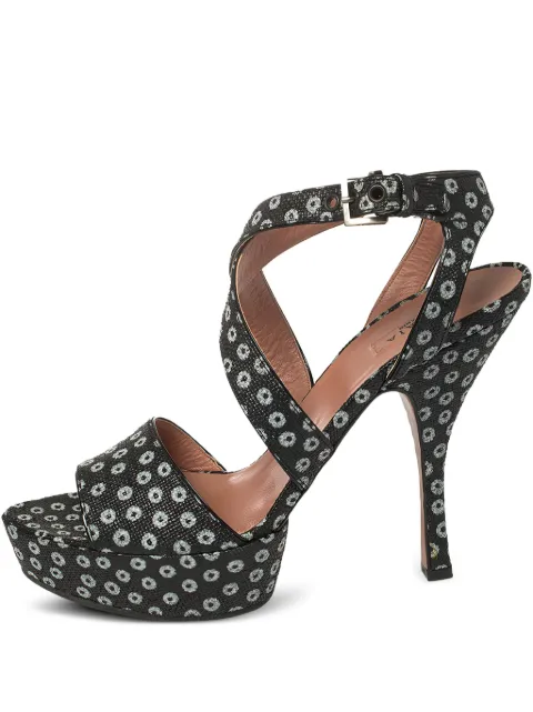 Alaïa Pre-Owned 120mm floral-print cross sandals