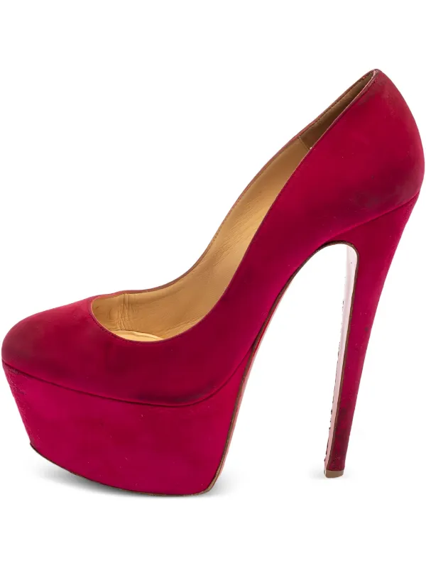 Christian Louboutin Pre-Owned Suede Platform Pumps Red