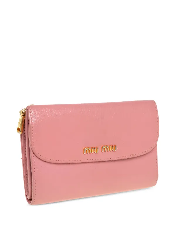 Miu Miu Pre-Owned Madras Portemonnaie Rosa FARFETCH DE