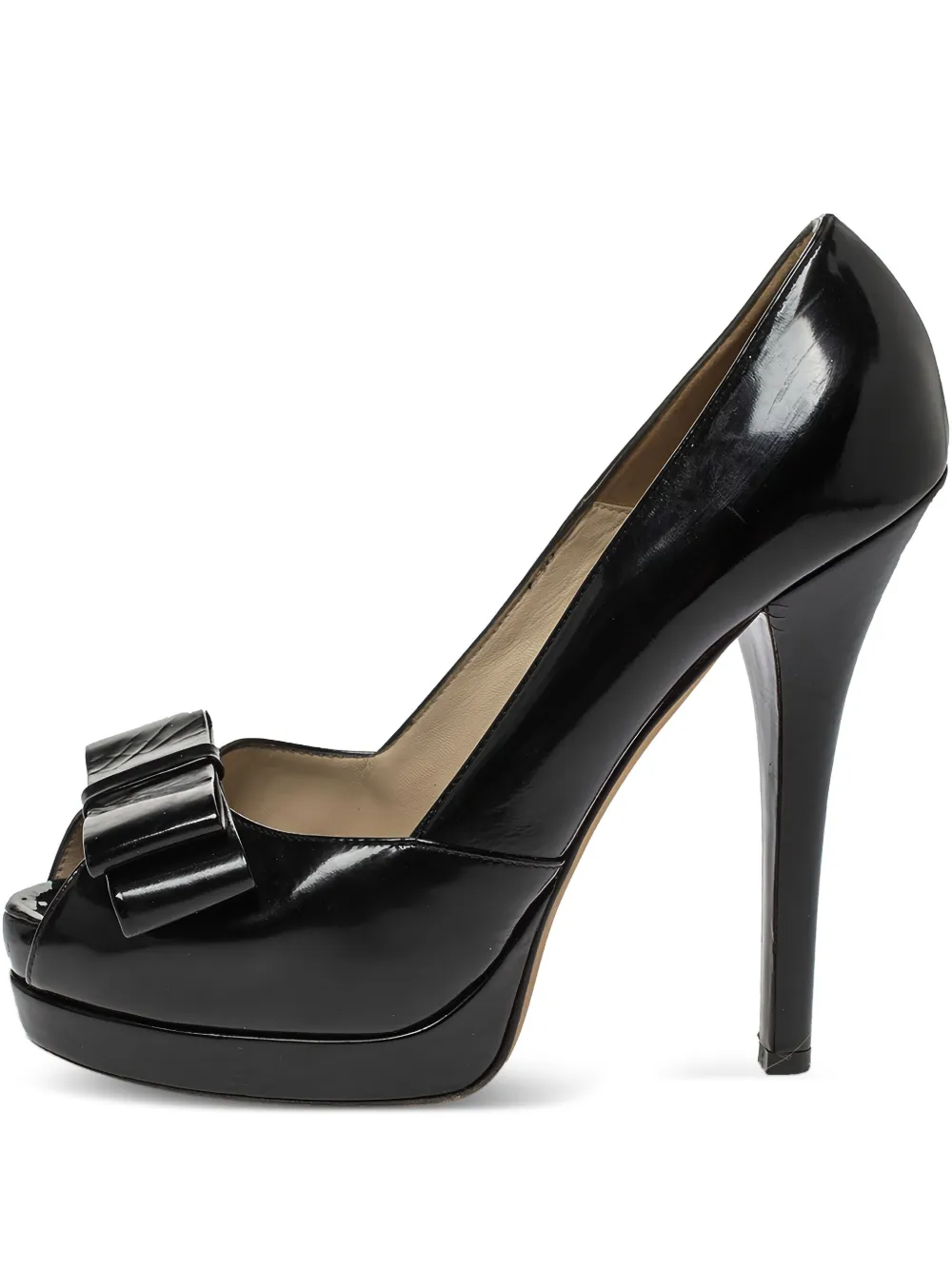 140mm patent leather bow pumps