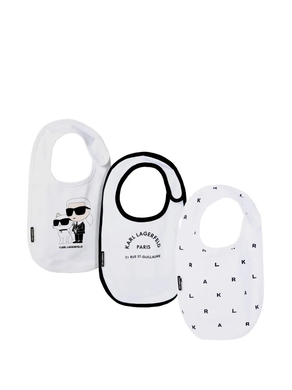 Karl Lagerfeld Kids Iconic logo-print bib (set of three) - Weiß