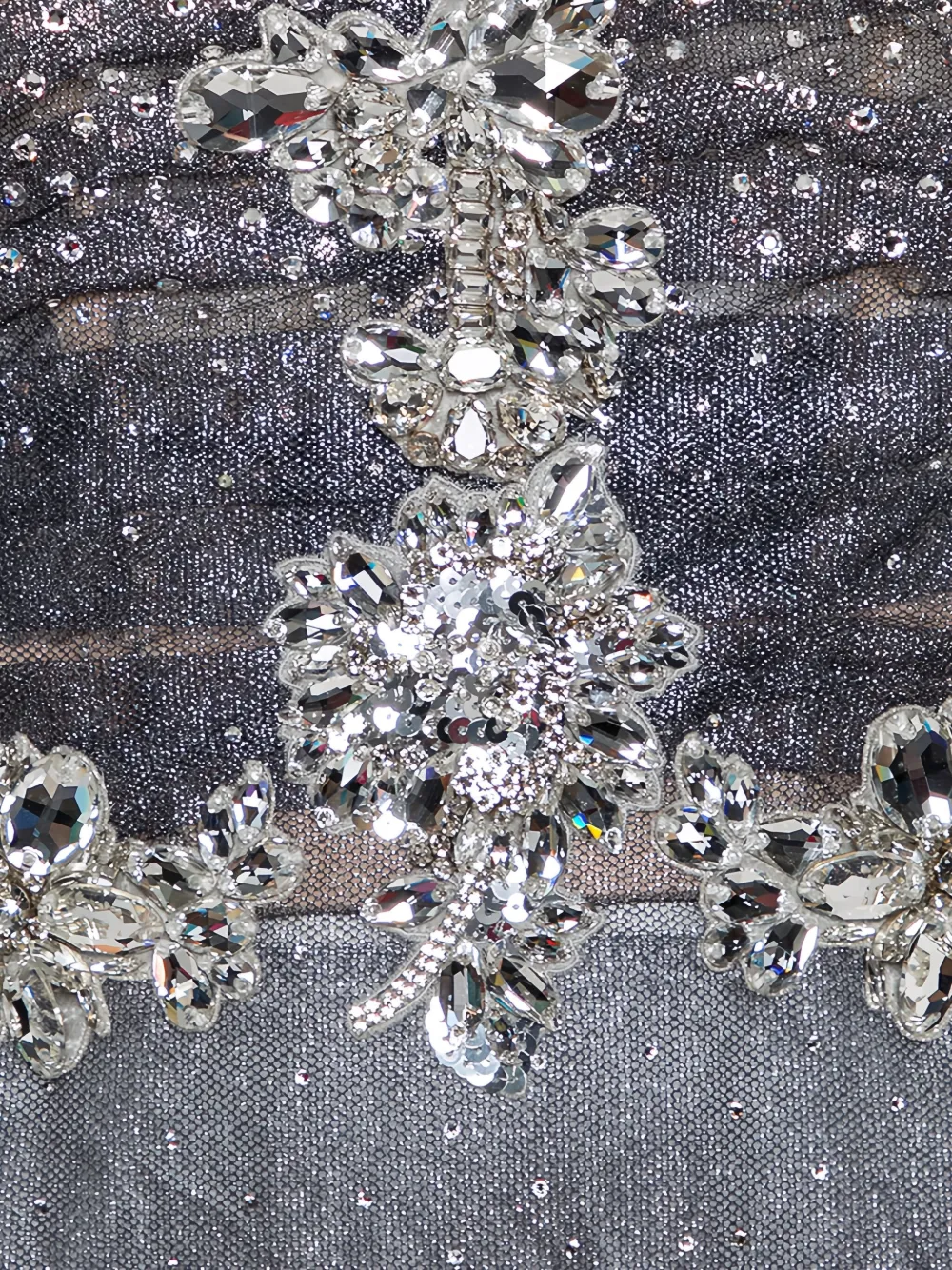 Pre-owned Dolce & Gabbana Crystal-embellishment Floral-detail Gown In Gray