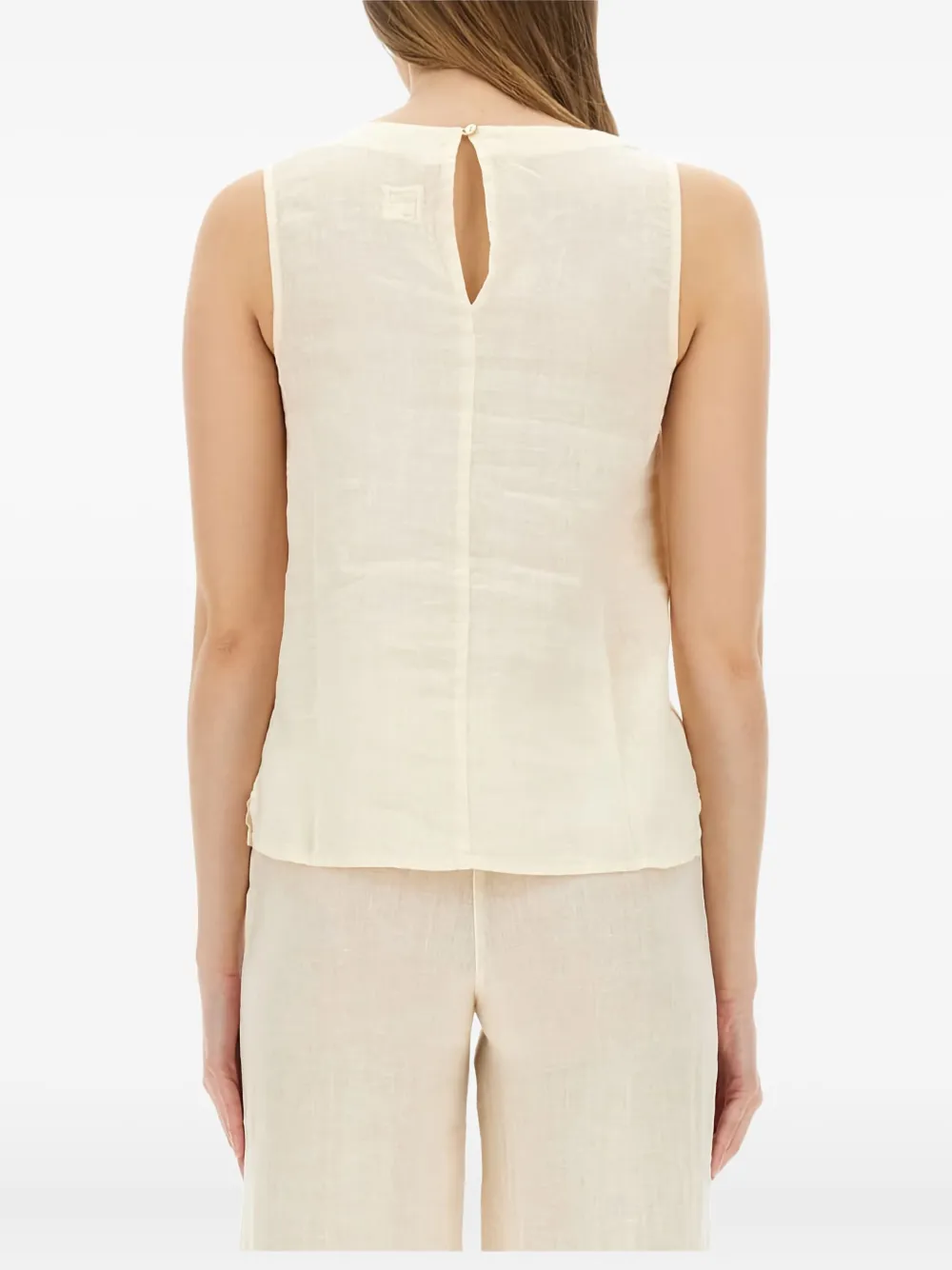 120% Lino Powder Linen Tops In White
