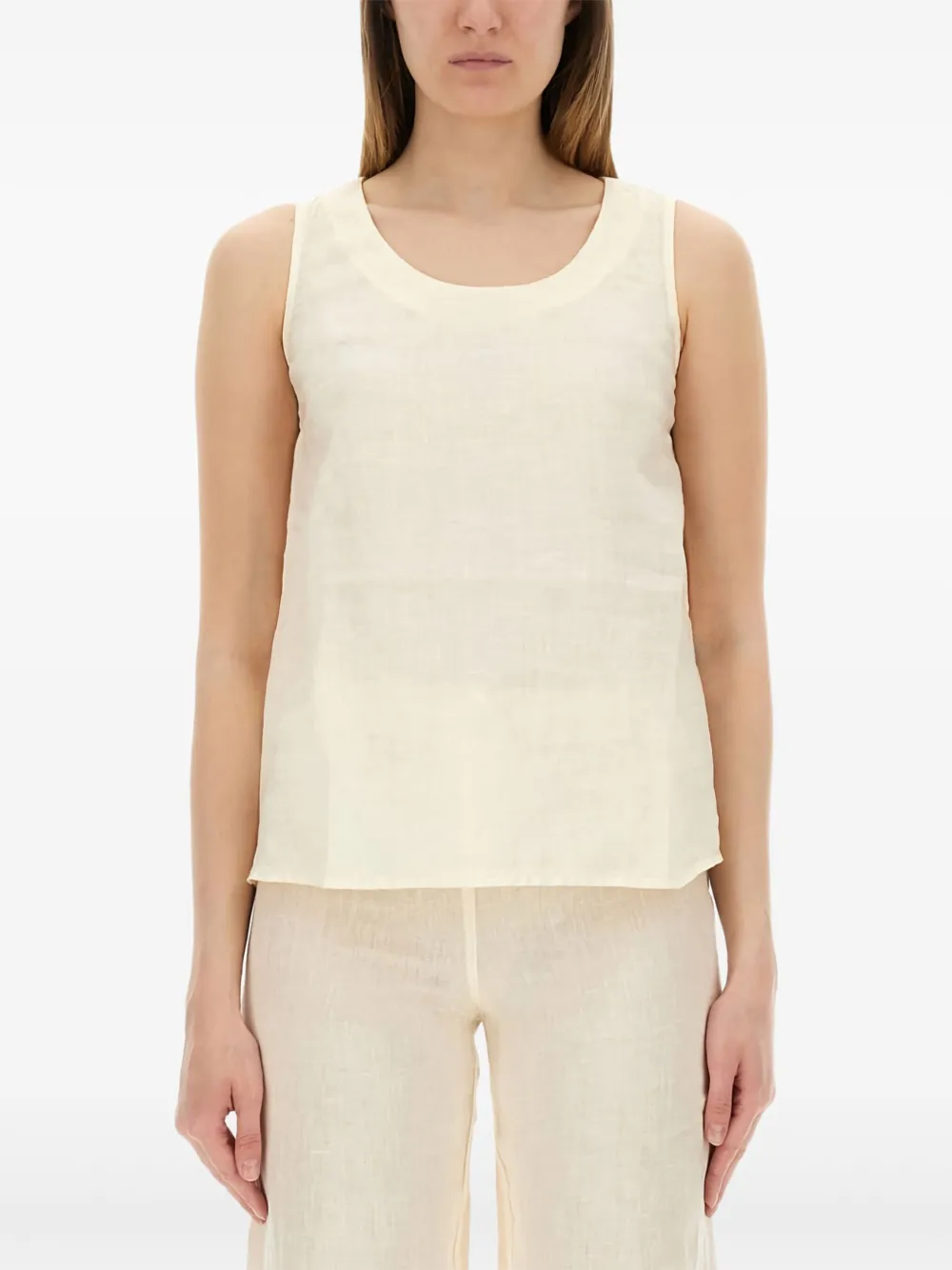 linen round-neck top