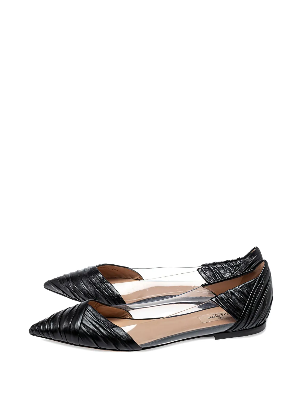 Valentino Garavani Pre-Owned Leren gedrapeerde ballerina's - Zwart