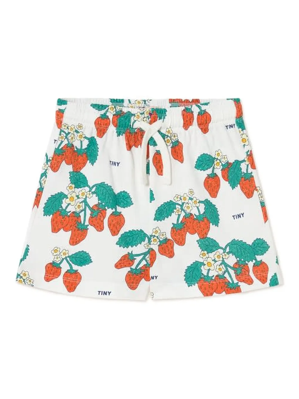 Tiny Cottons strawberry-print drawstring shorts | White | Image 1