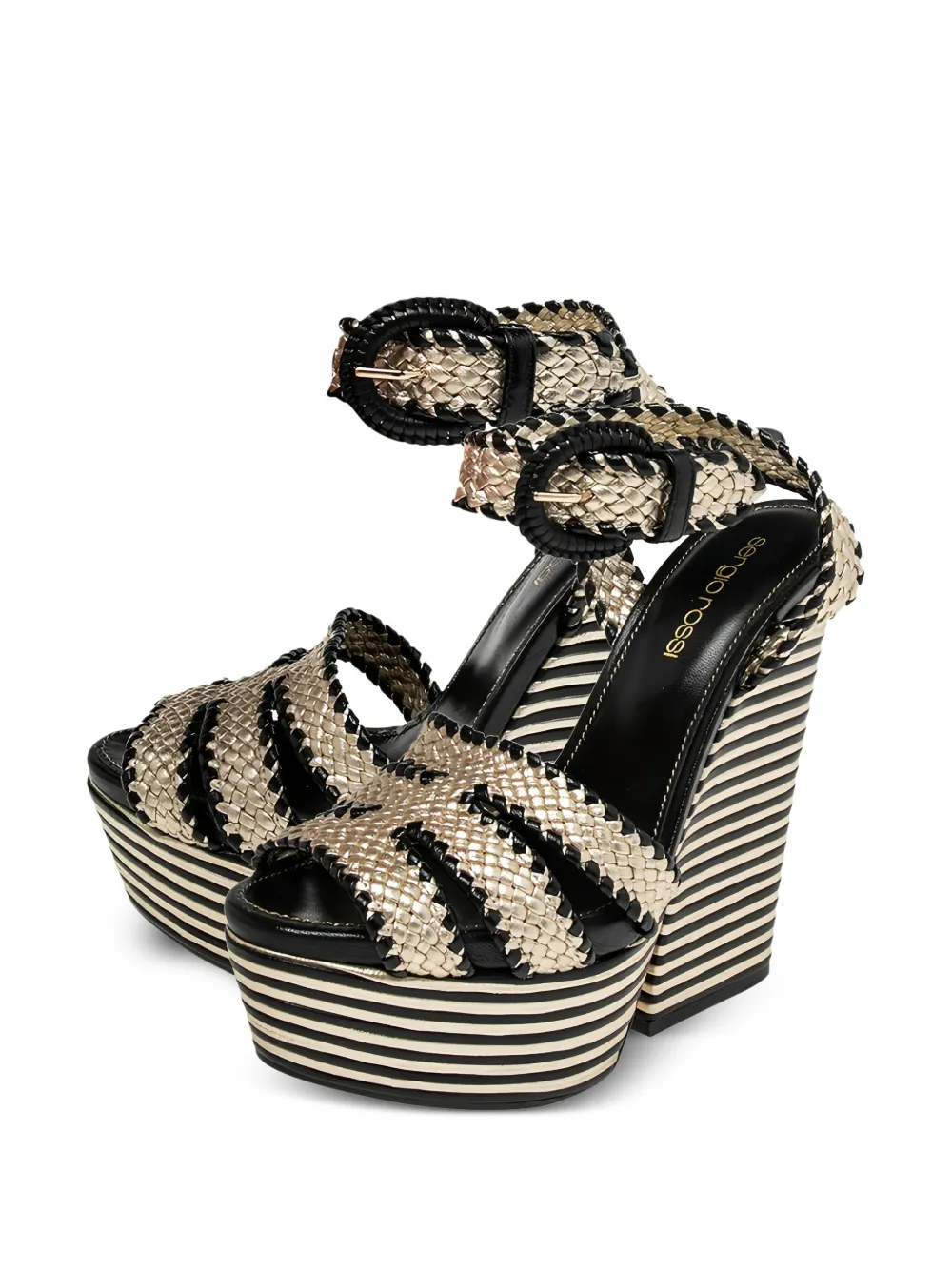 Sergio Rossi Vintage Sandalen met plateauzool en sleehak - Goud