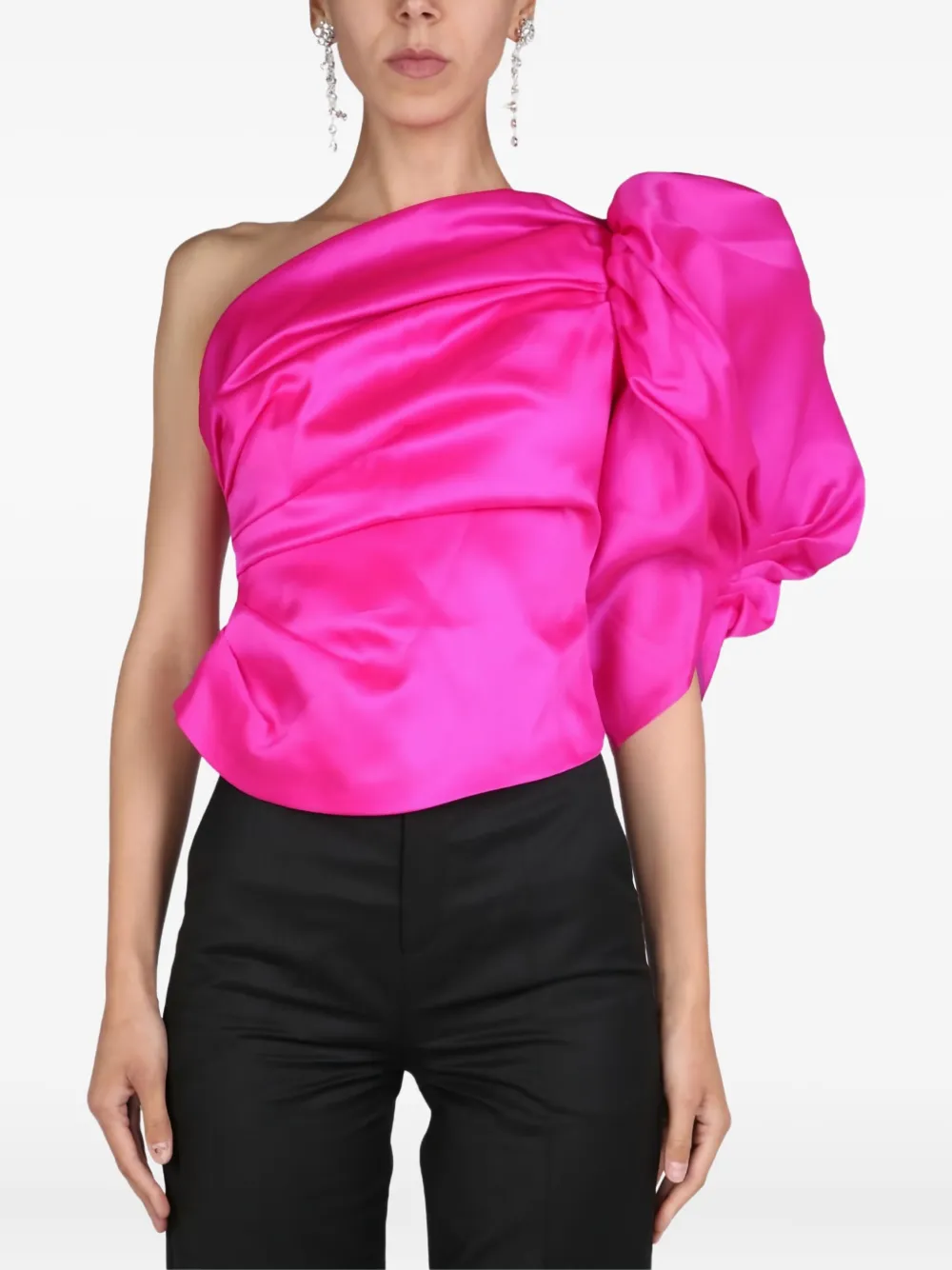 ANOUKI one-shoulder puff-sleeve top - Pink