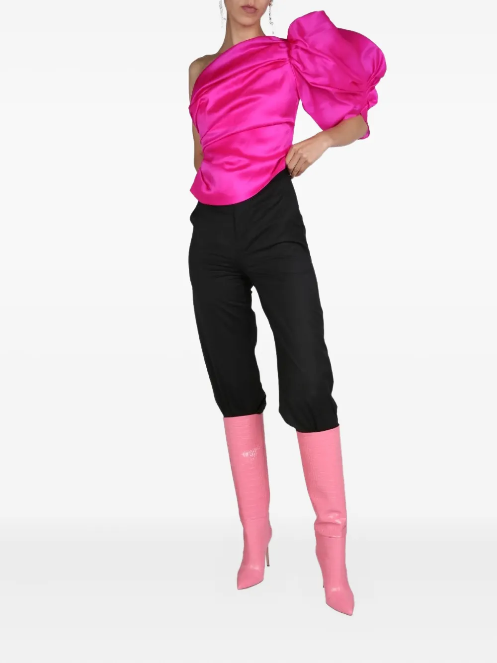 ANOUKI one-shoulder puff-sleeve top - Roze