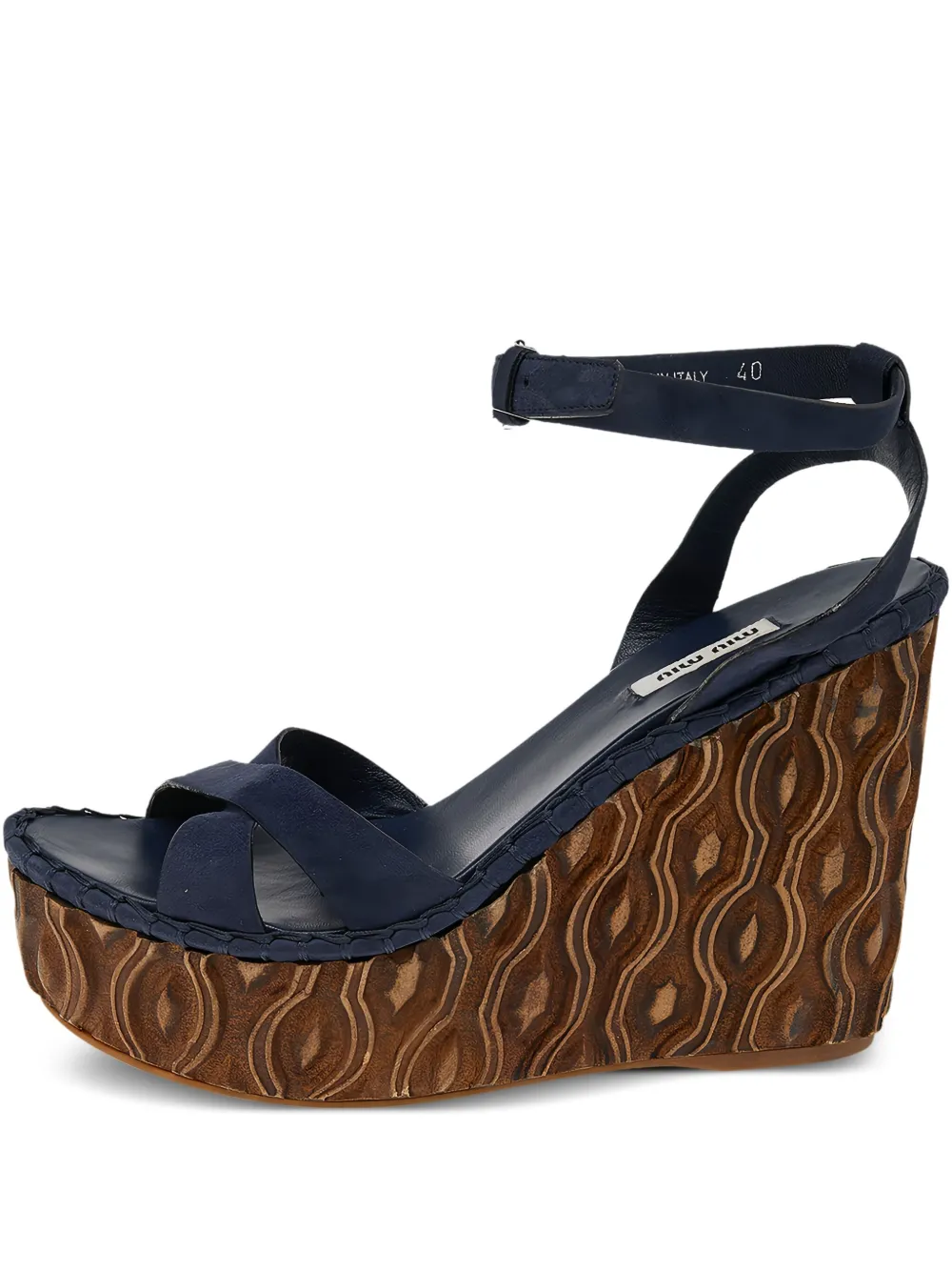 Miu Miu Pre-Owned 130mm wedge sandals | Blue | Image 1