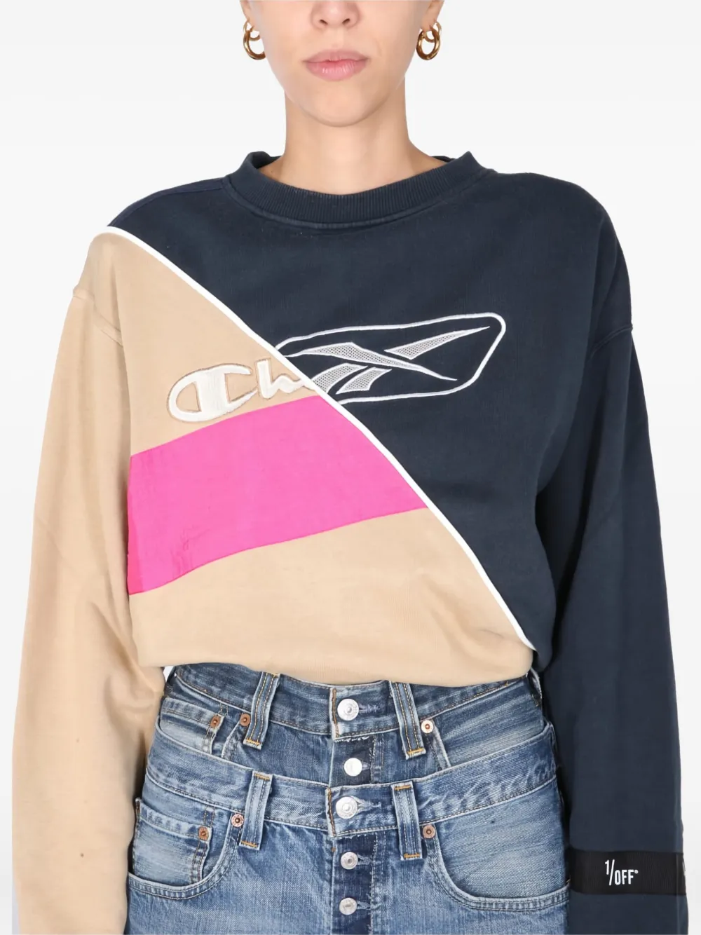 1/off Colourblock Logo Sweatshirt In Neutral