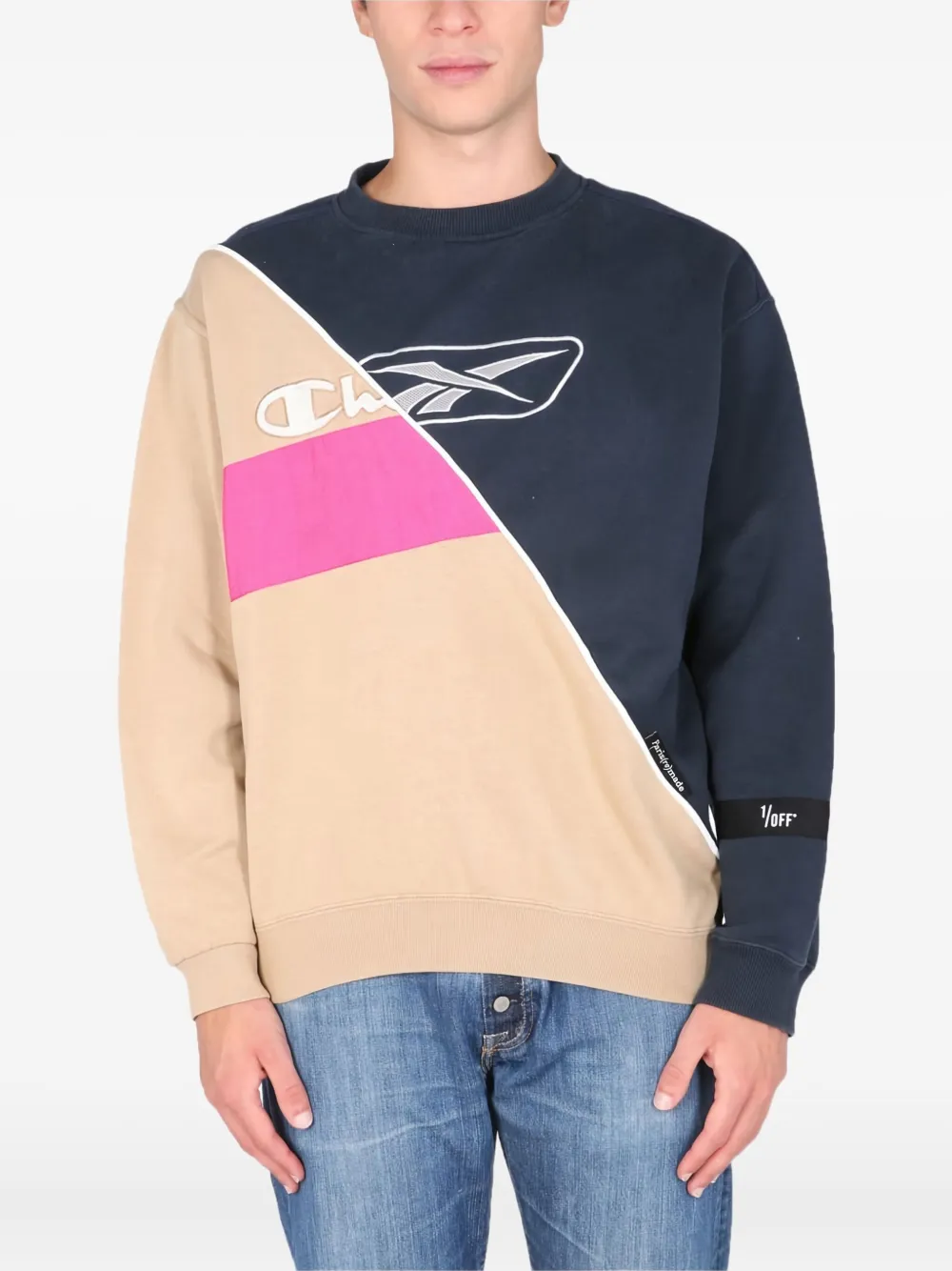 1/off Colourblock Logo Sweatshirt In Neutral
