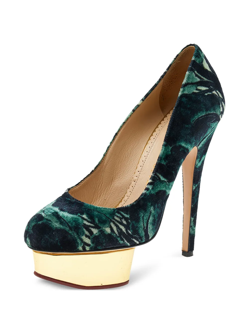 Charlotte Olympia 140mm Dolly plush floral-print platform pumps | Image 2
