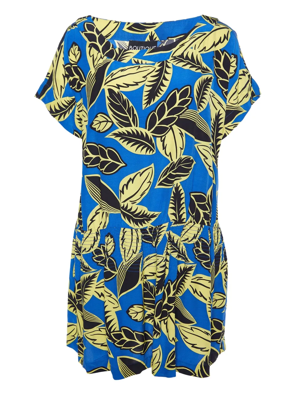 Moschino Pre-Owned leaf-print short-sleeve dress | Blue | Image 1