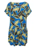 Moschino Pre-Owned leaf-print short-sleeve dress - Blue