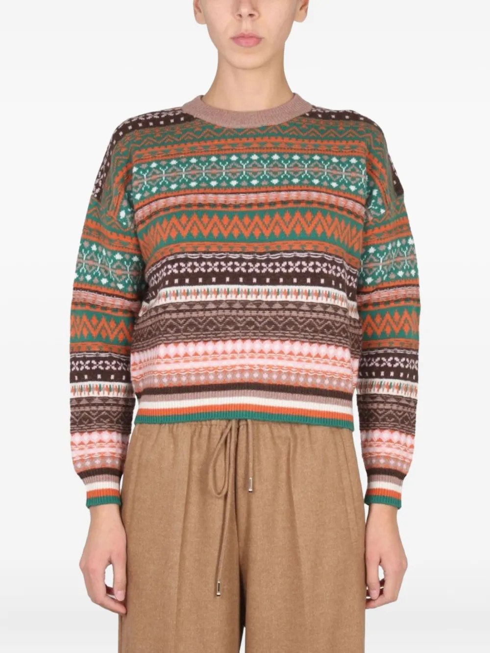 Ballantyne patterned long-sleeve sweater | Brown | Image 1