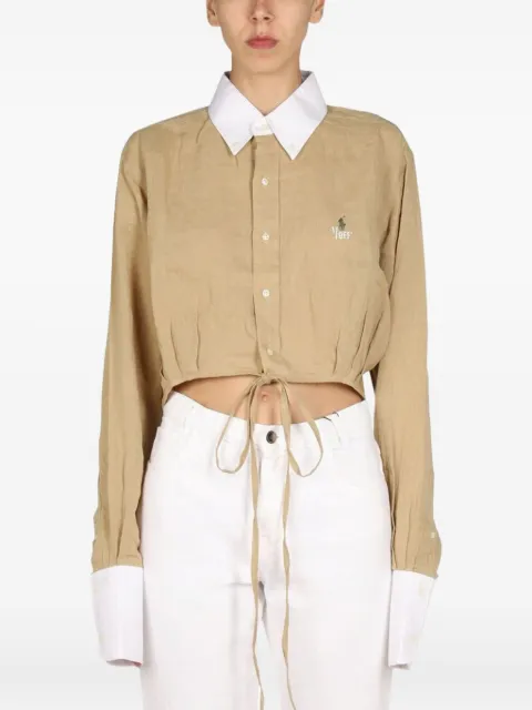 1/OFF tie-detail collared top