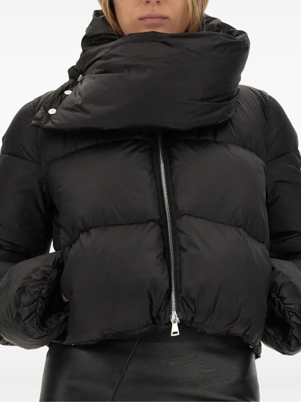 Add Funnel-neck Puffer Jacket In Black