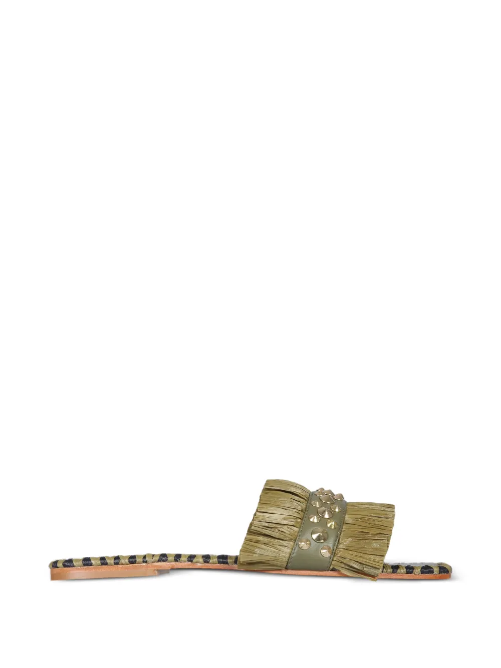DE SIENA SHOES Patrician stud-embellished fringed sandals - Verde