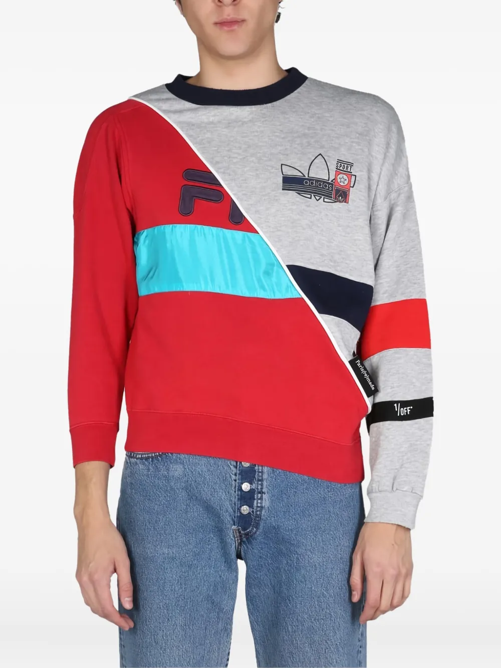 1/off Colourblock Logo Sweatshirt In Red