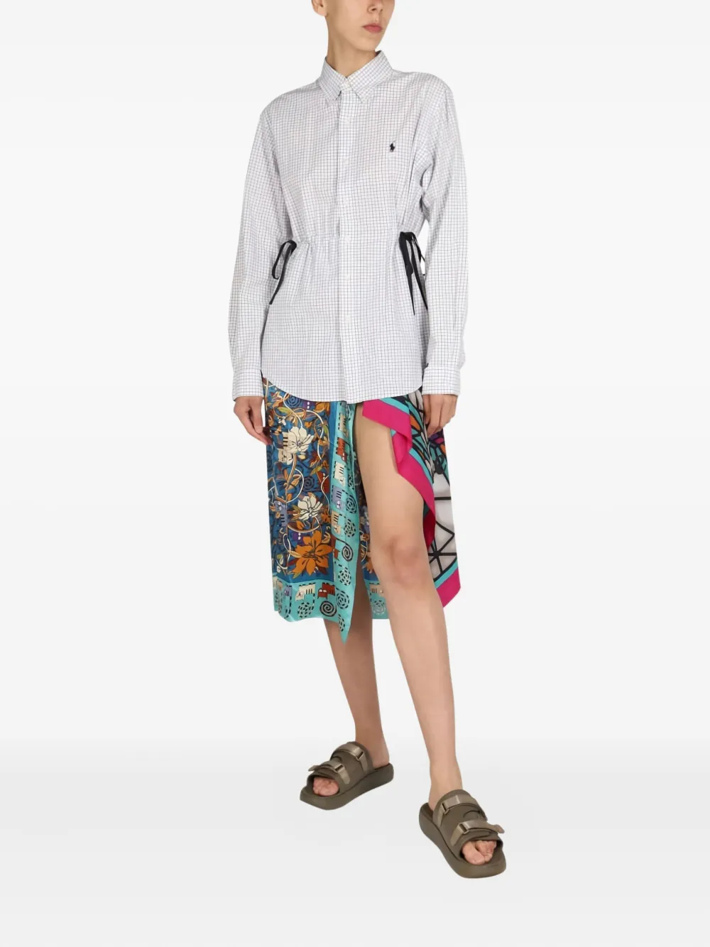 1/OFF check tie dress - Bianco