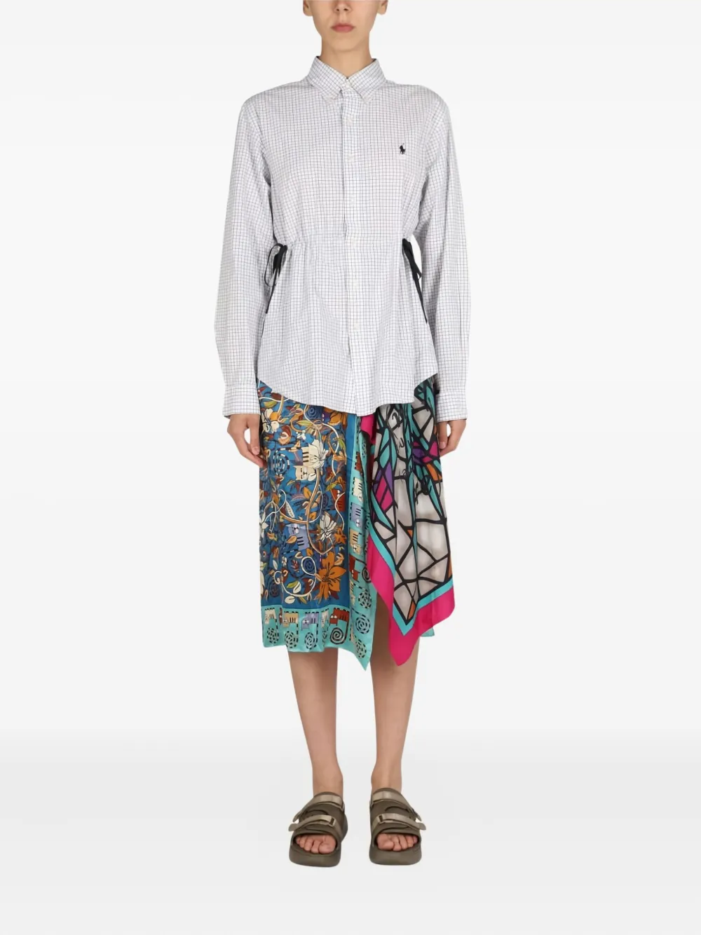 1/OFF check tie dress - Wit