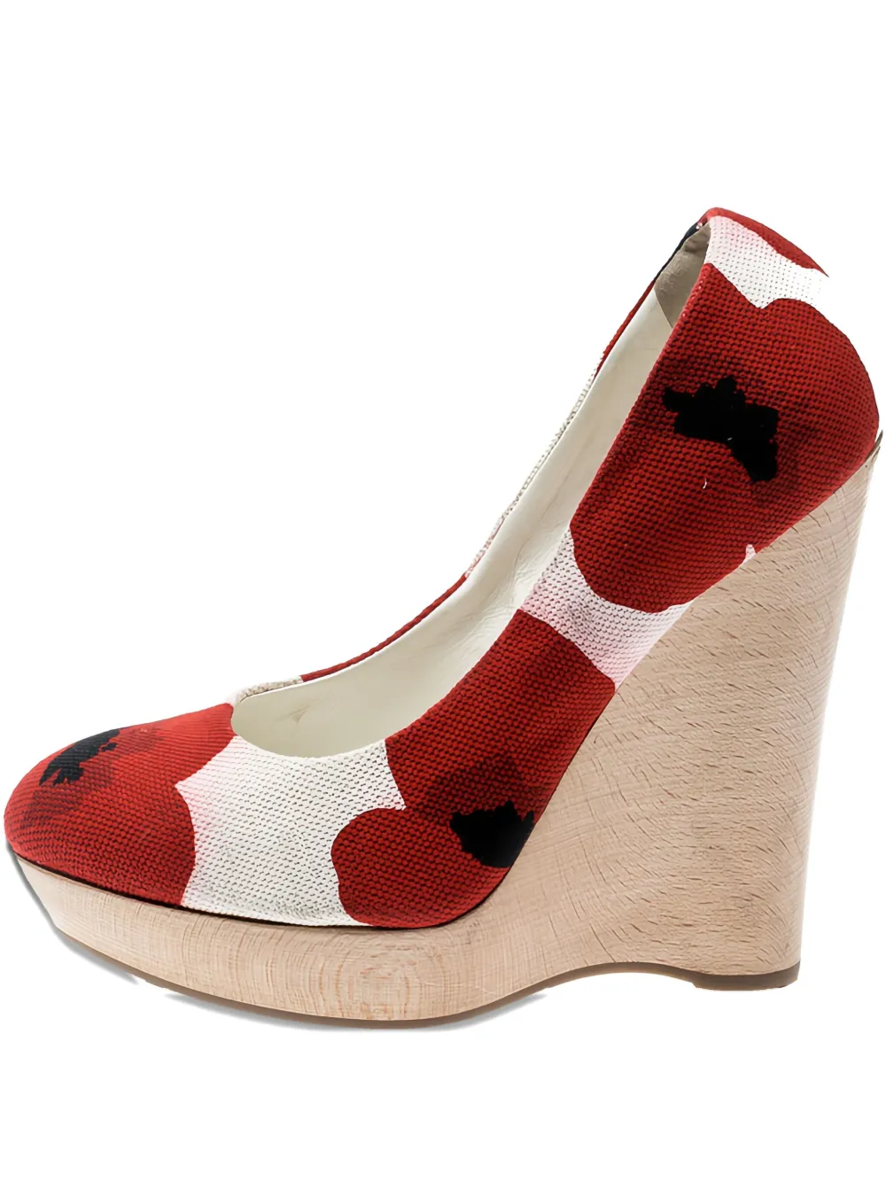 Saint Laurent Pre-Owned 130mm floral-print wedge pumps - Bianco