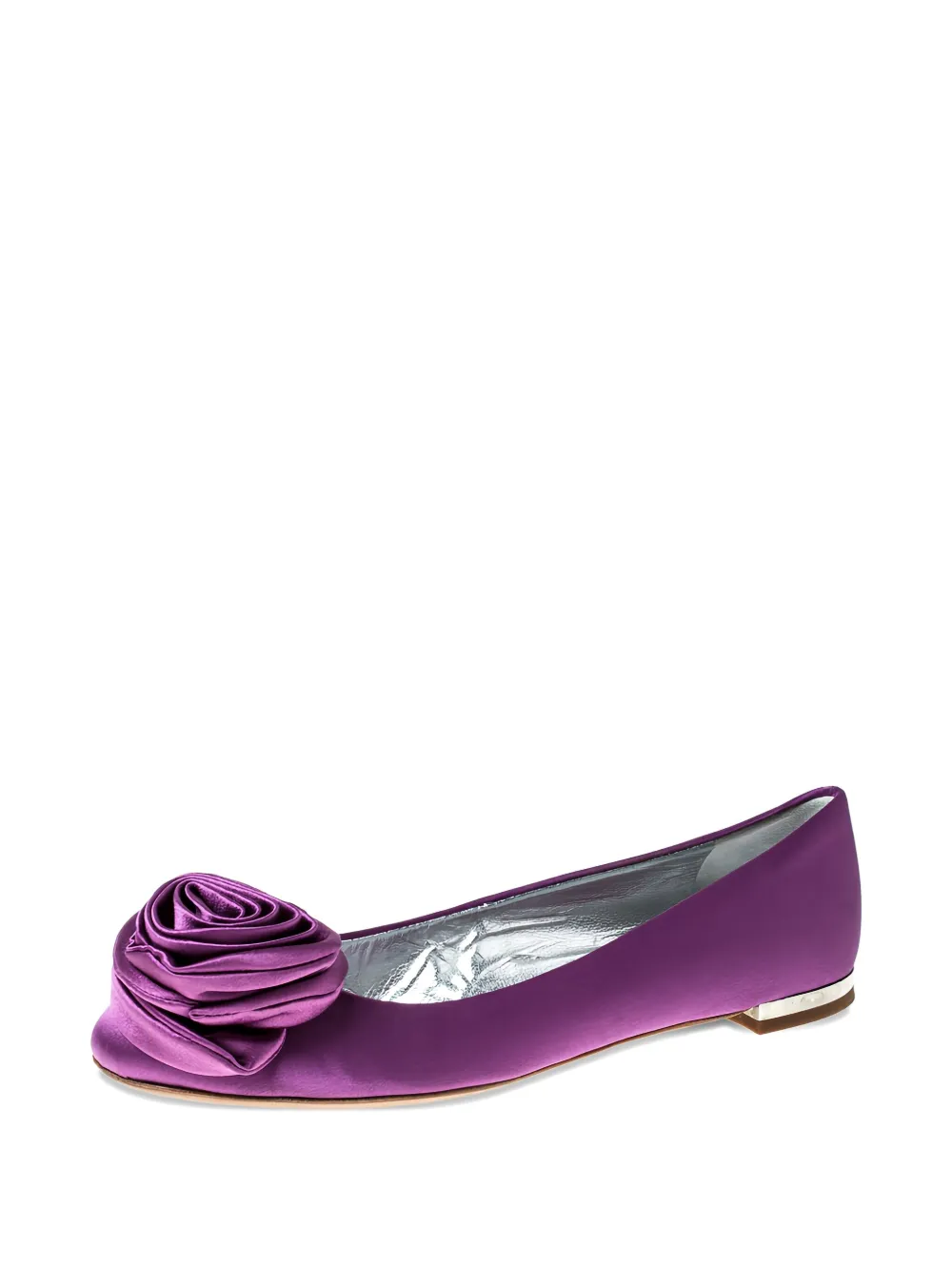 Giuseppe Zanotti Vintage Satijnen ballerina's met roosapplicatie - Paars
