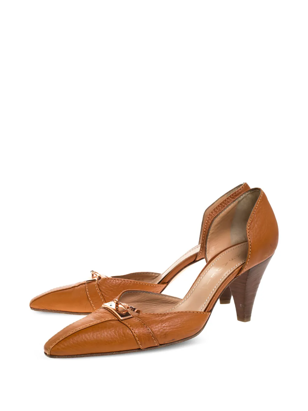 Casadei Vintage Pre-owned 80 mm leren pumps met hangslot - Bruin