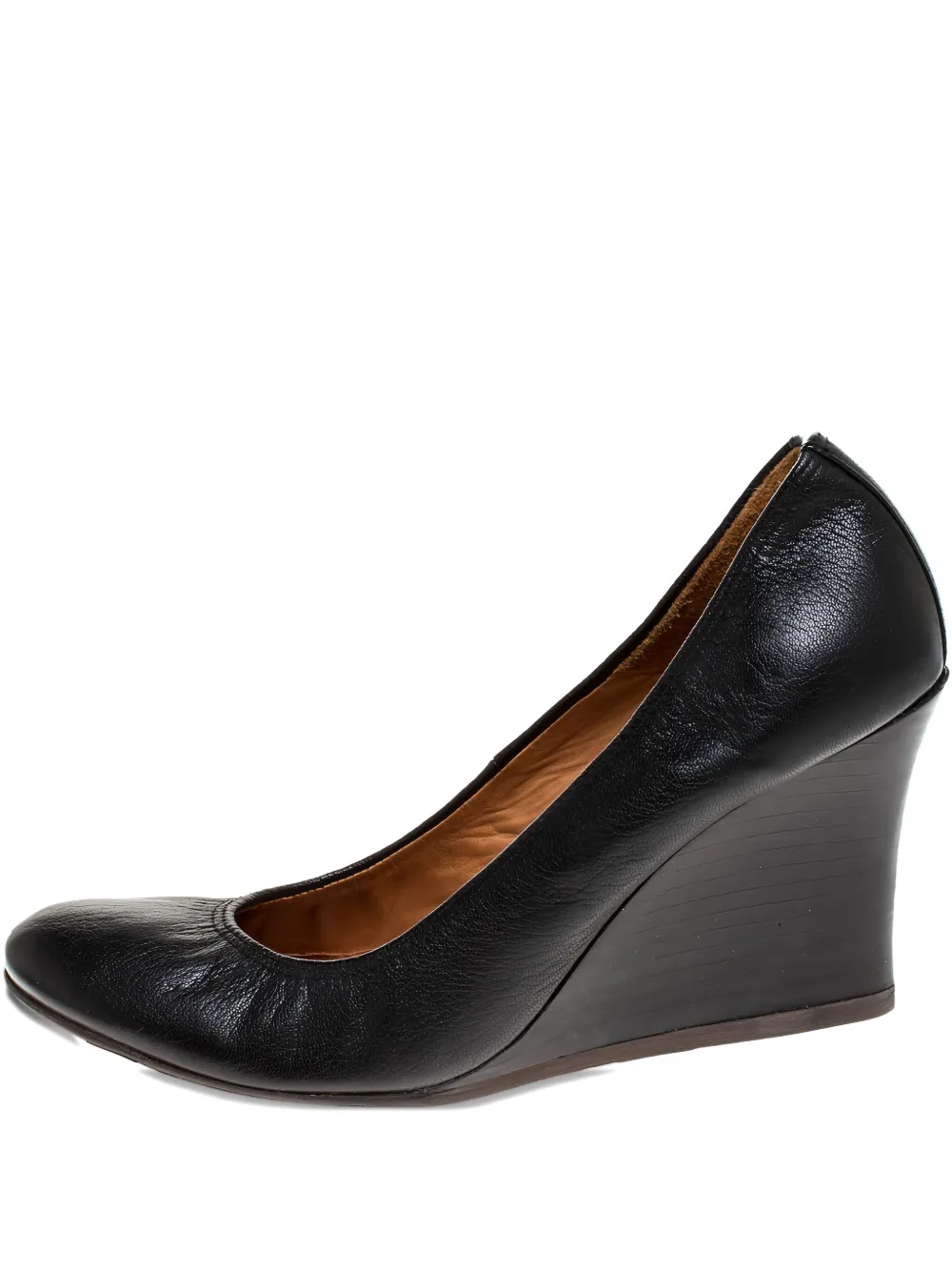 80mm leather wedge pumps