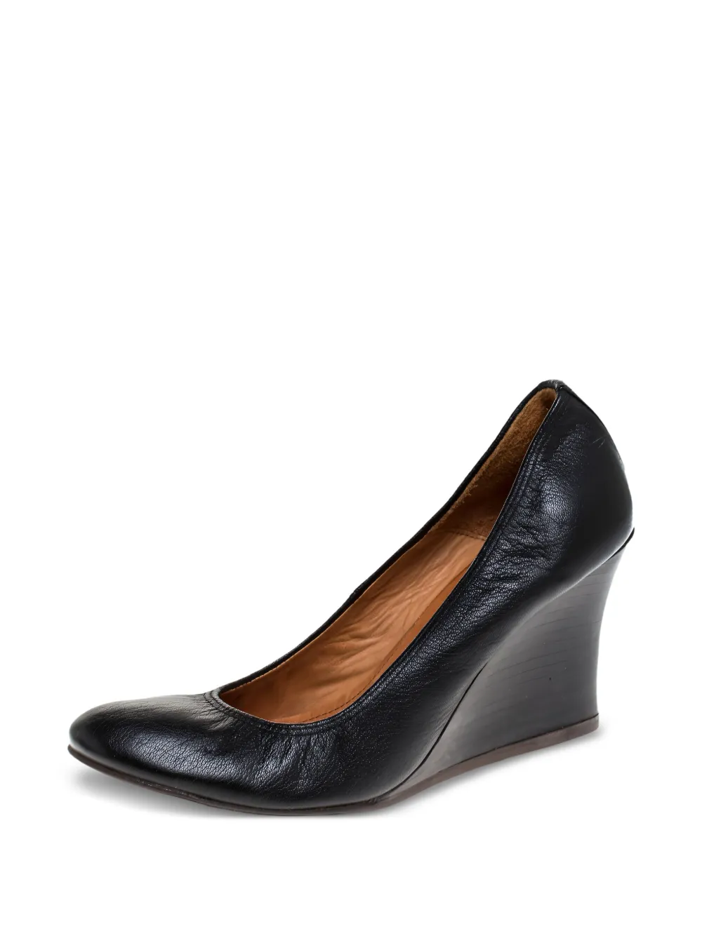 Lanvin Pre-Owned 80 mm leren pumps met sleehak - Zwart