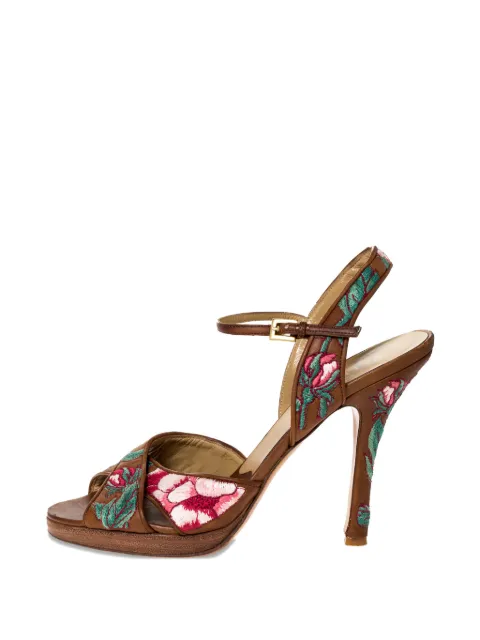 Valentino Garavani Pre-Owned 115mm floral-embroidery leather sandals