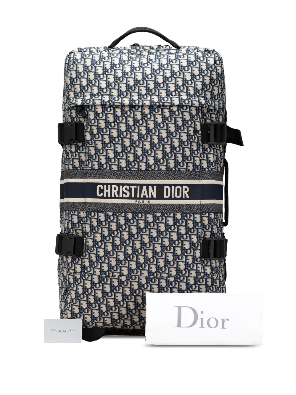 【DIOR】ディオール トラベル バニティケース ブルー オブリーク Christian Dior Oblique Travel Make-Up Vanity Blue Canvas Bag