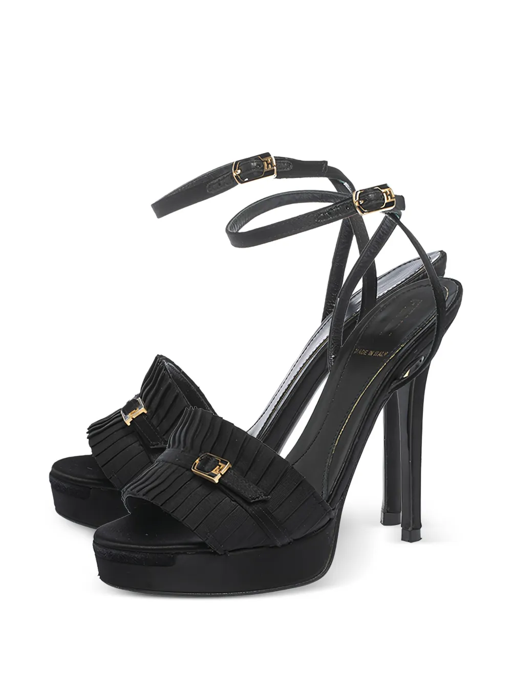 Fendi Pre-Owned 120 mm sandalen met gesp en plooien - Zwart
