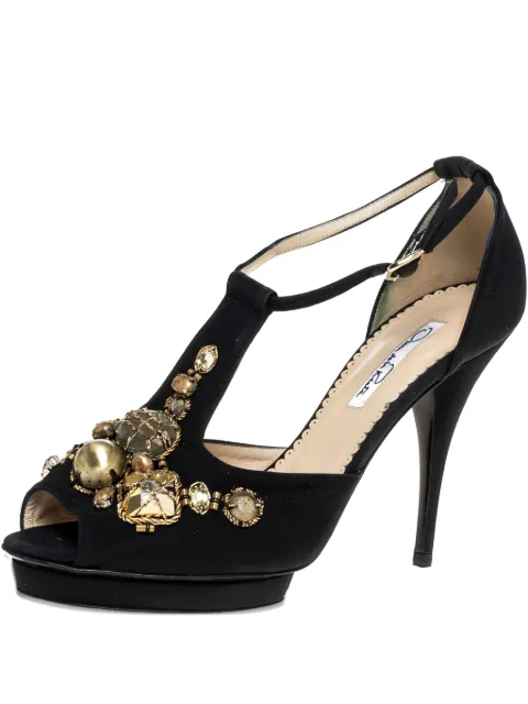Oscar de la Renta Pre-Owned 110mm embellished T-Strap sandals