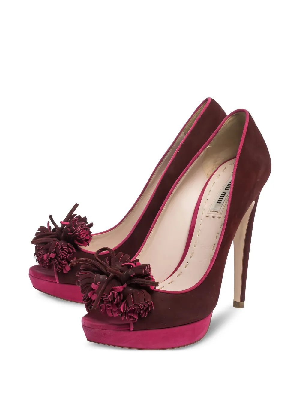 Miu Miu Pre-Owned 130 mm pumps met kwastje en plateauzool - Rood