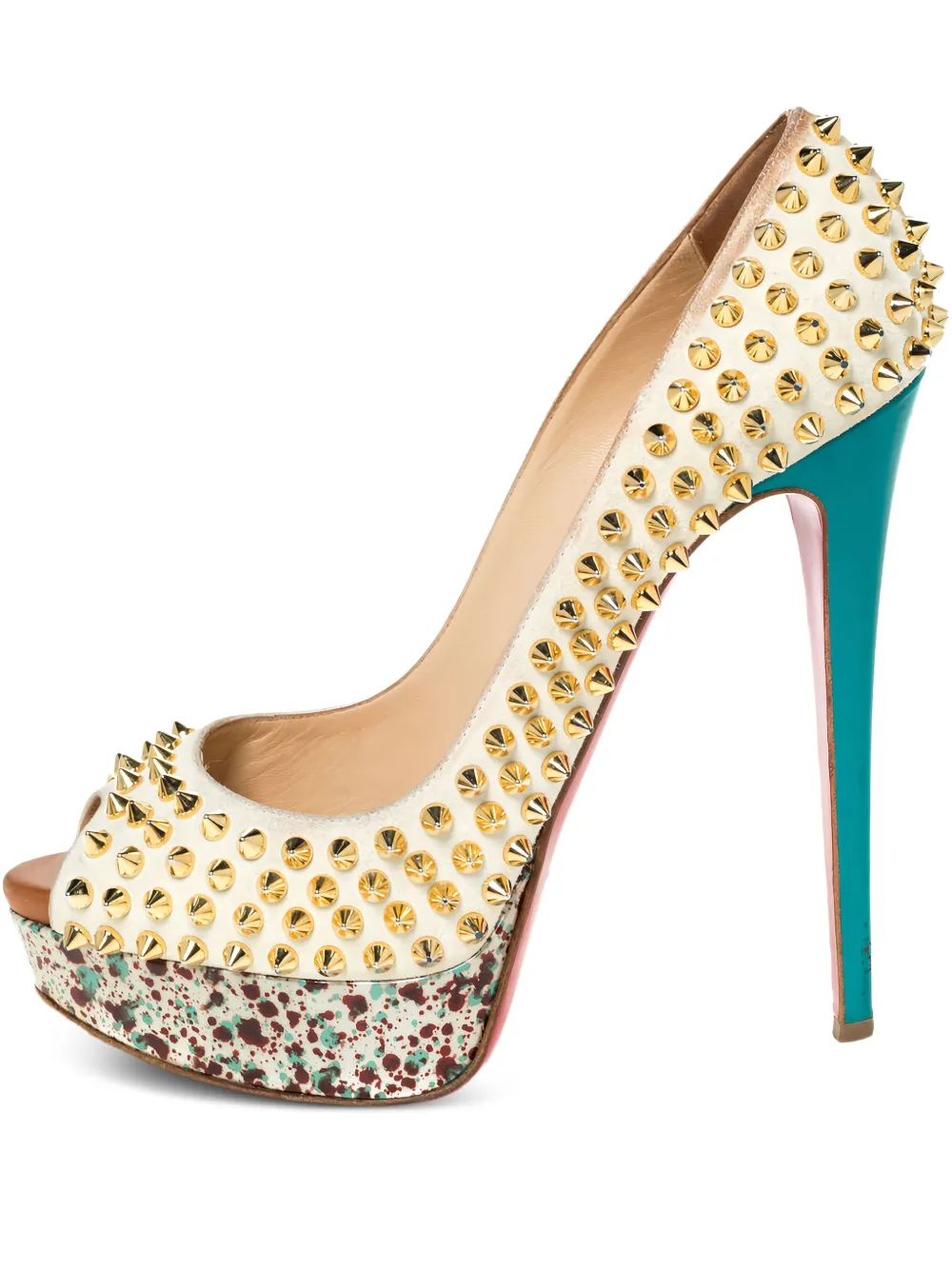 Christian Louboutin Pre-Owned スパイク プラットフォームパンプス 145mm - ニュートラル Christian Louboutin Pre-Owned スパイク プラットフォームパンプス 145mm - ニュートラル