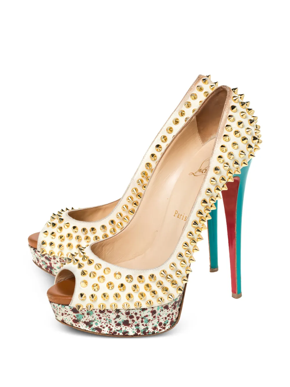Christian Louboutin Pre-Owned 145mm spiked peep-toe platform pumps | Heeled Pumps | Image 2