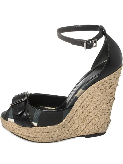 Burberry Pre-Owned Nova check-canvas wedge sandals