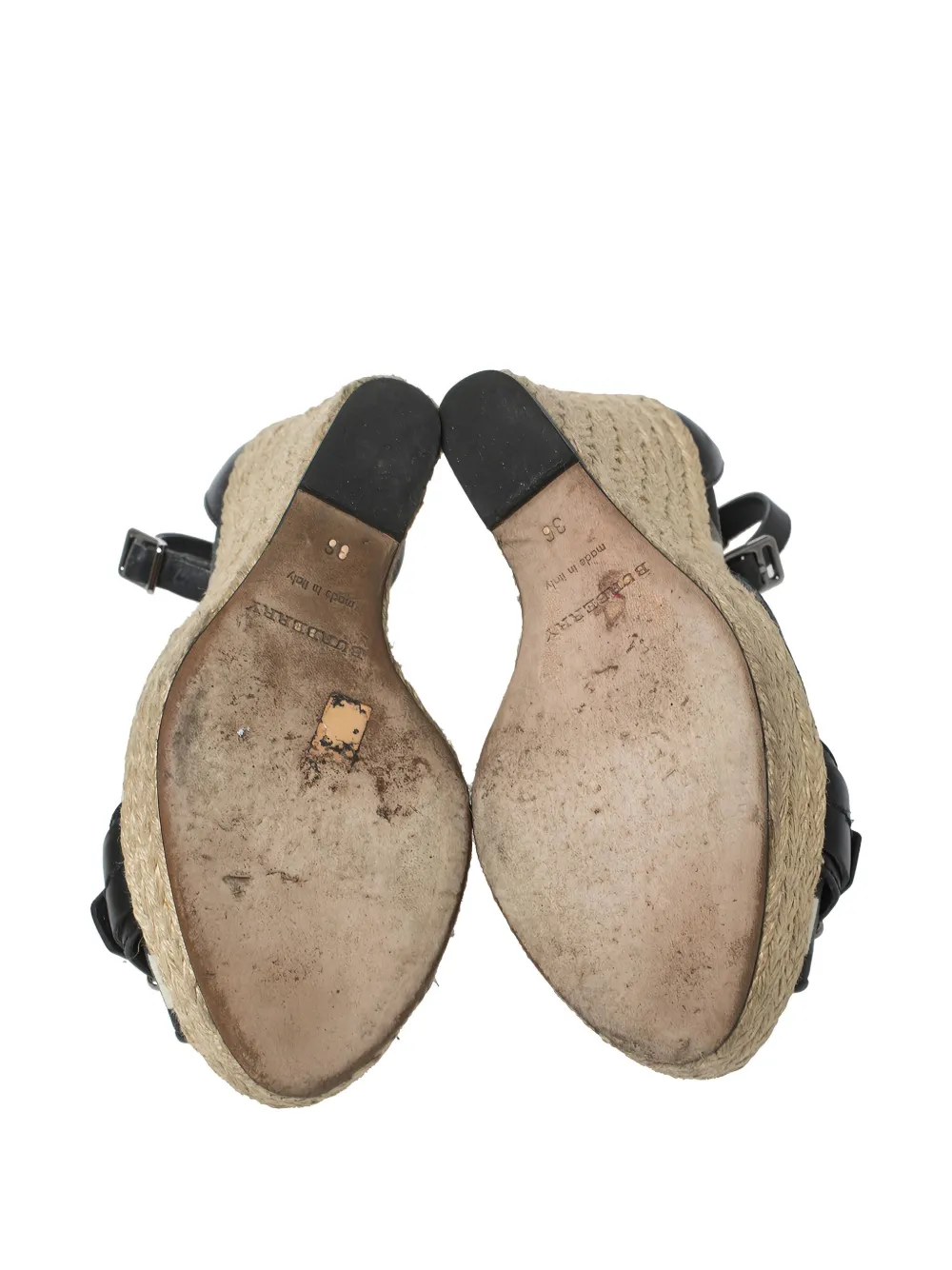 Pre-owned Burberry Nova Check-canvas Wedge Sandals