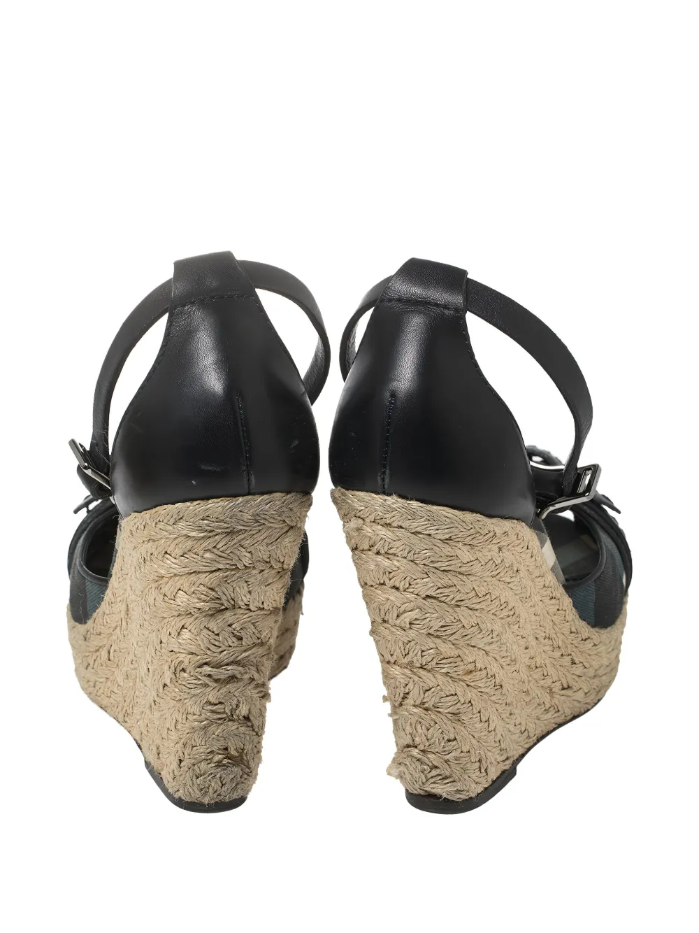 Pre-owned Burberry Nova Check-canvas Wedge Sandals