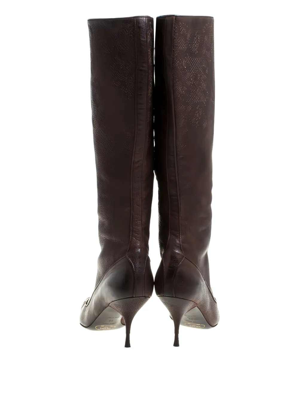 Pre-owned Prada Leather Knee-high Boots In Brown