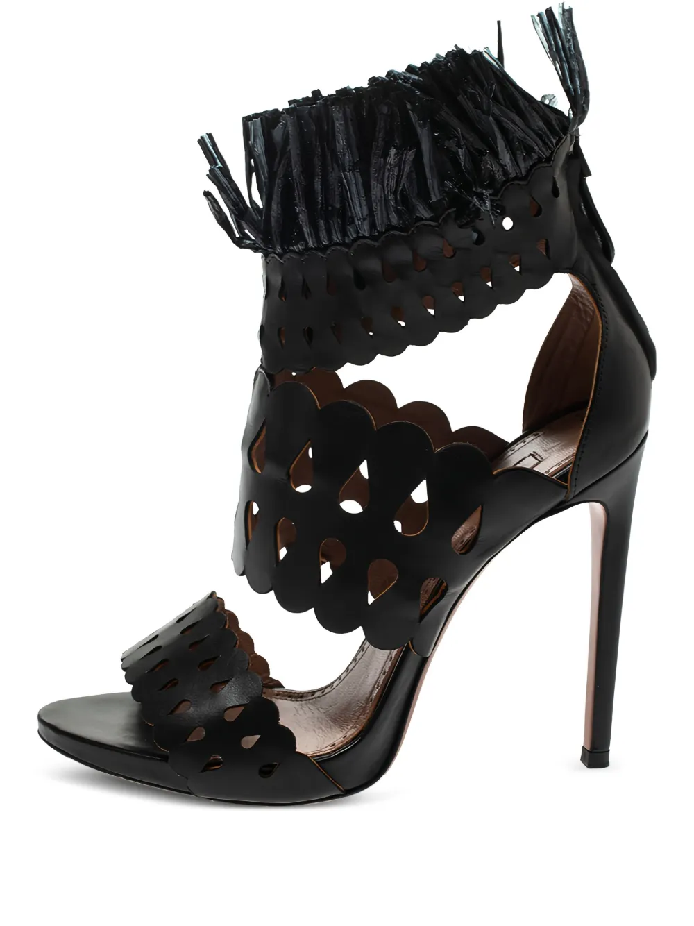 Alaïa Pre-Owned laser-cut fringe sandals | Black | Image 1