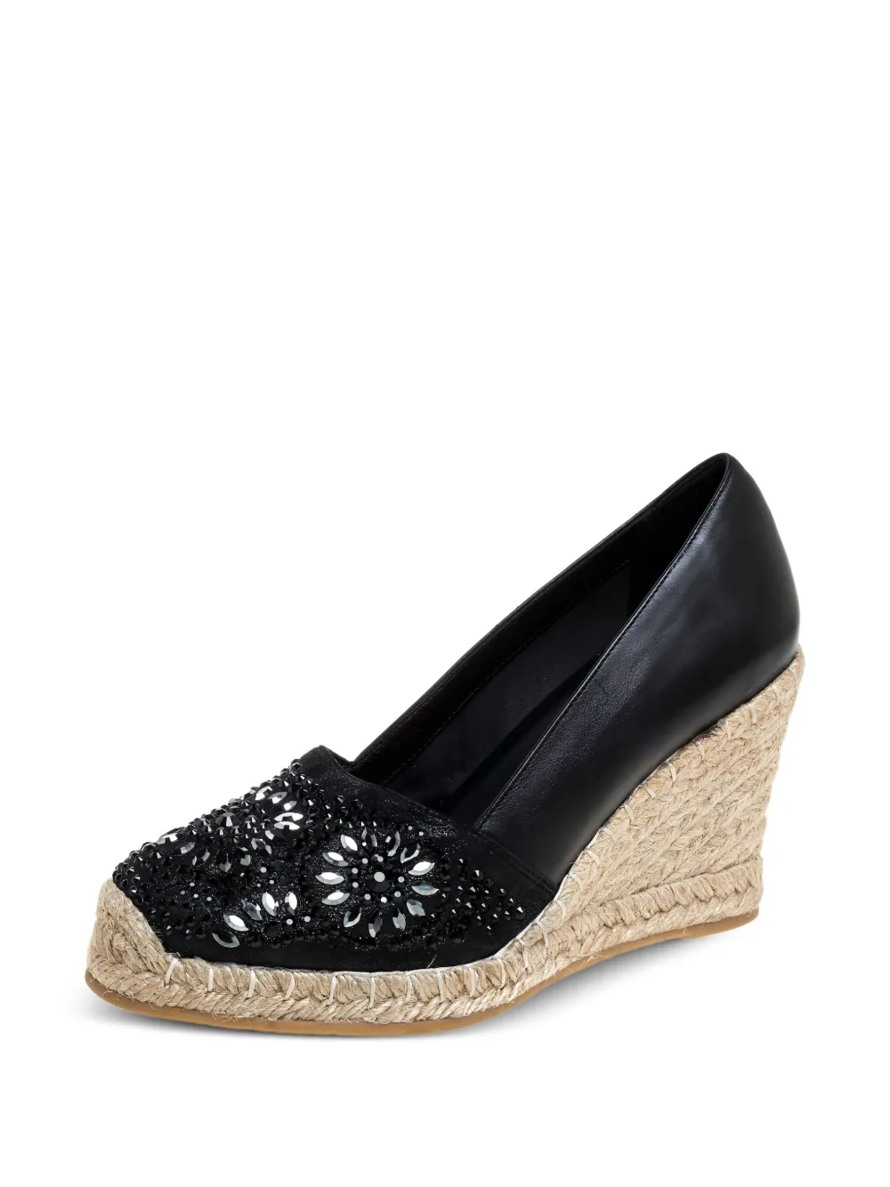 Le Silla Pre-owned verfraaide espadrilles met sleehak - Zwart
