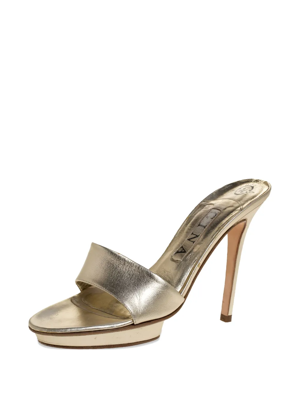 Gina 115 mm leren sandalen met plateauzool - Metallic