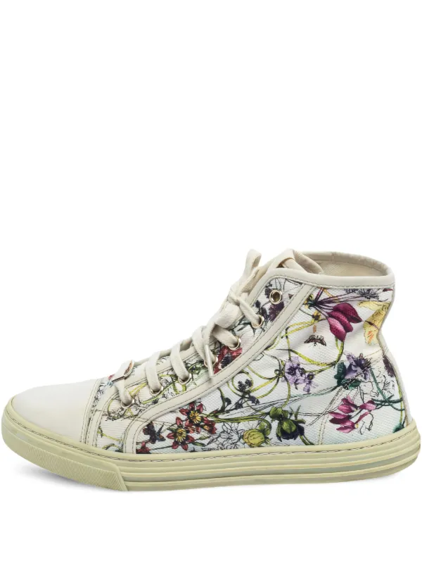 Gucci Pre-Owned フローラル ハイカットスニーカー | ホワイト 