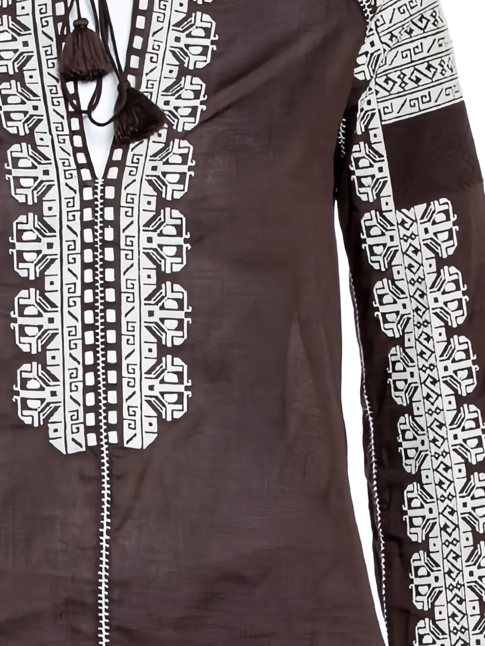 Pre-owned Tory Burch Embroidery Cotton Blouse In Brown