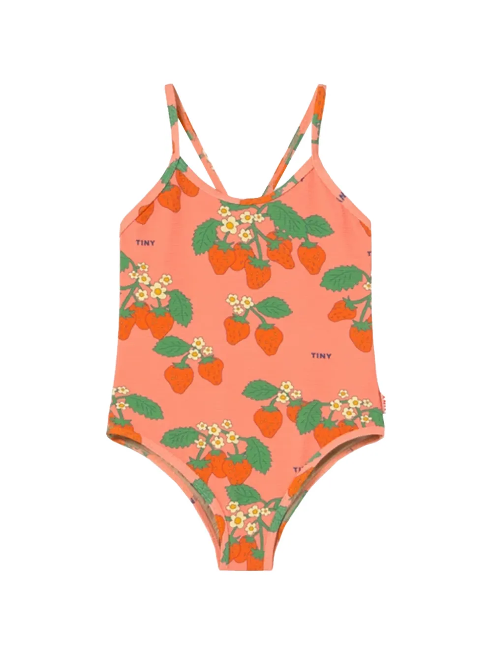 Tiny Cottons strawberry-print swimsuit - Arancione
