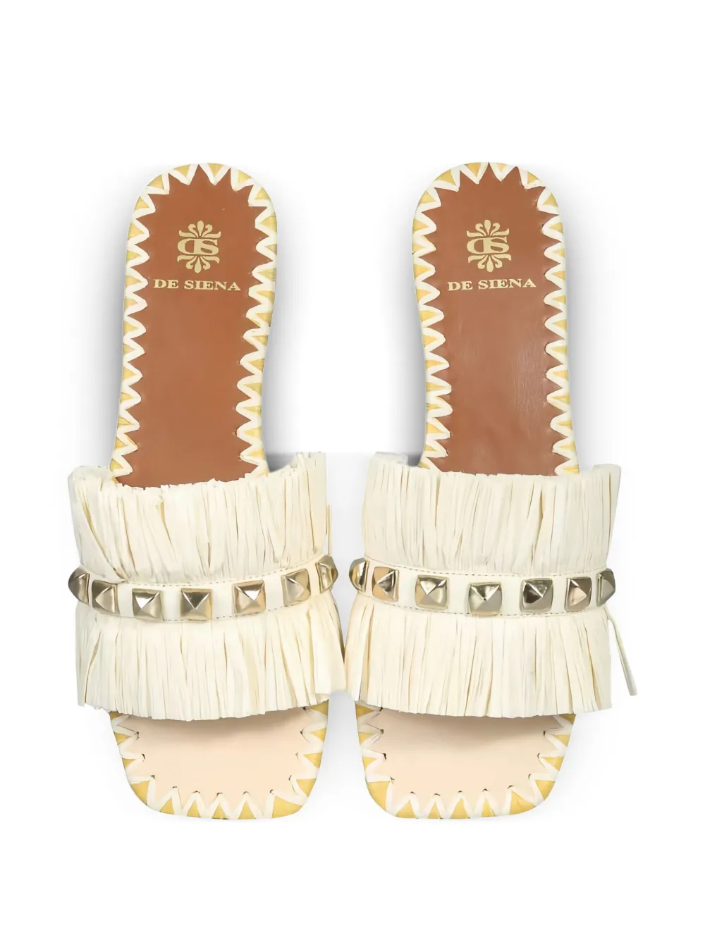  De Siena Shoes Fringed Studded Sandals - Neutrals 