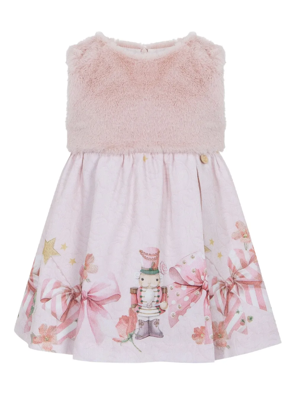 Lapin House fur-trimmed nutcracker-print dress | Pink | Image 1